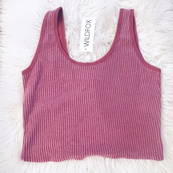 NWT Wildfox Kylie Ribbed Brushed Tank in Ruby - Picture 3 of 4